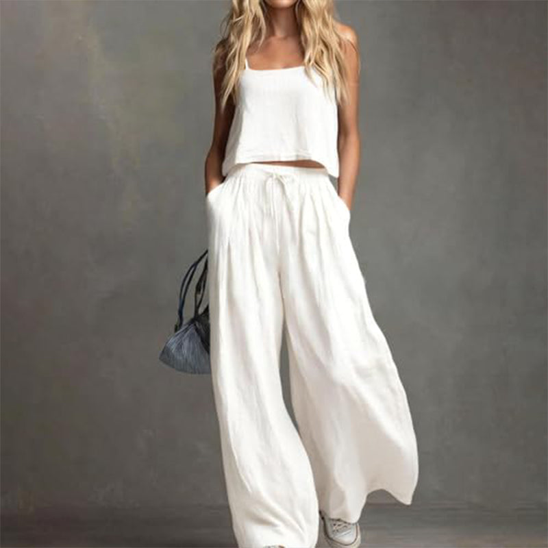 Githsara | Sleeveless Wide Leg Co-Ord Set