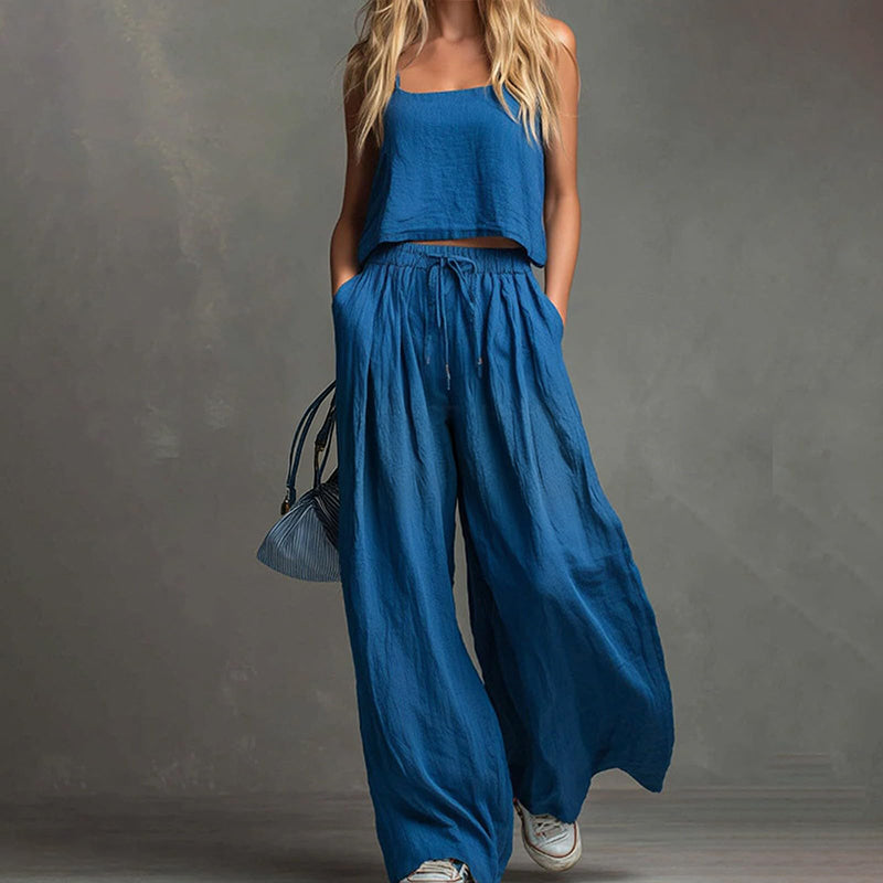 Githsara | Sleeveless Wide Leg Co-Ord Set