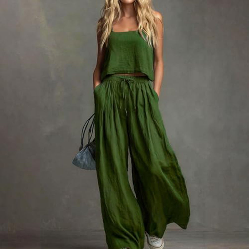 Githsara | Sleeveless Wide Leg Co-Ord Set
