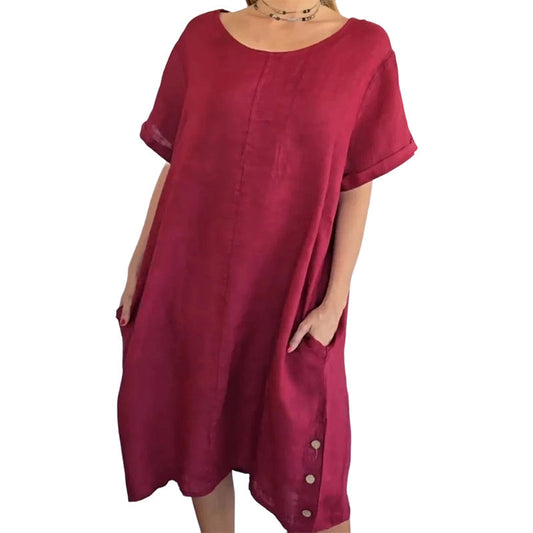 Sheela | Short Sleeve Pocket Midi Dress