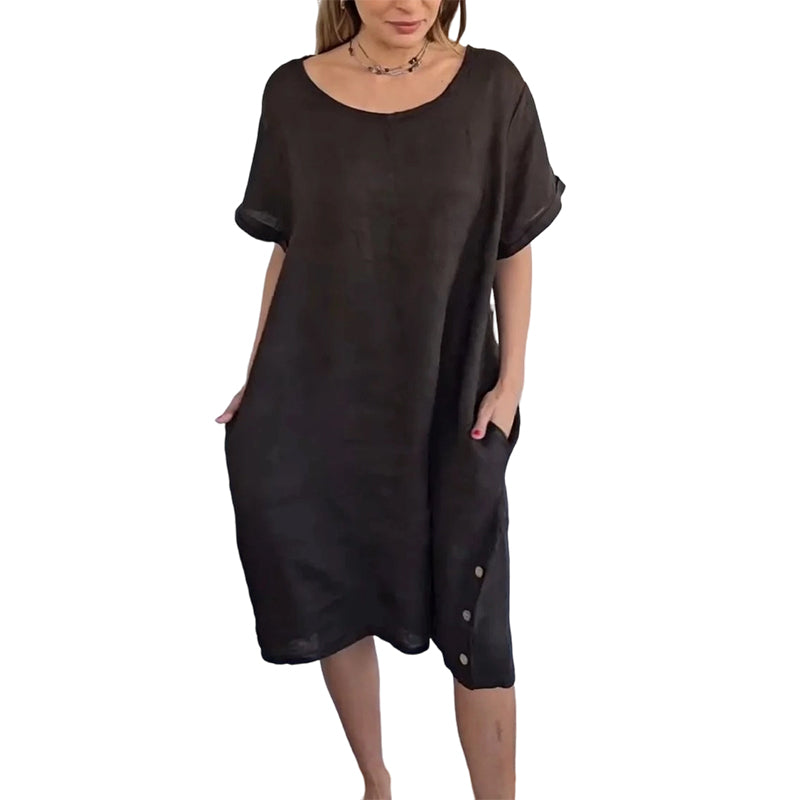 Sheela | Short Sleeve Pocket Midi Dress