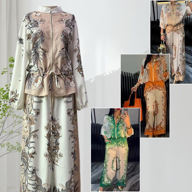 Katya | Floral Print Zip Front Trouser Set
