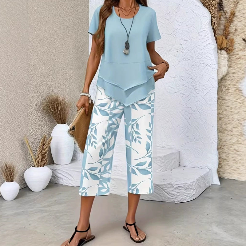 Deboria | Leaf Print Two Piece Set