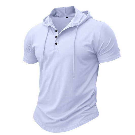 Rechard - Short Sleeve Hooded Henley T Shirt
