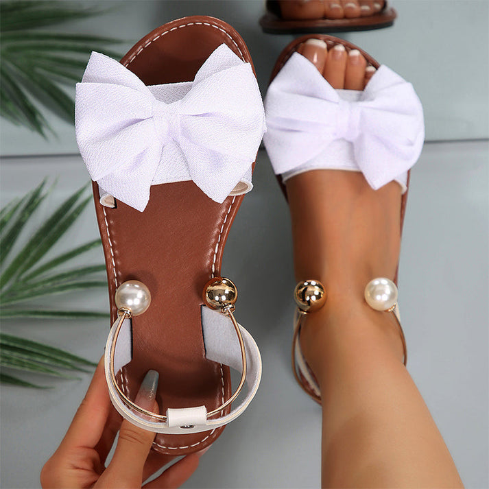Maham | Bow Detail Open Toe Ankle Strap Sandals