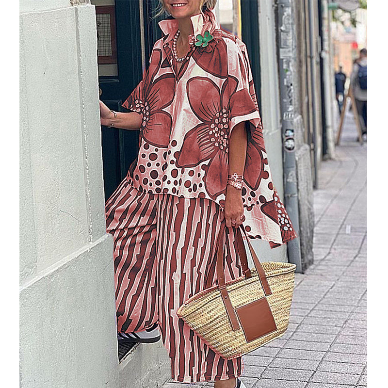 Rozarin | Two Piece Floral Shirt Trouser Set