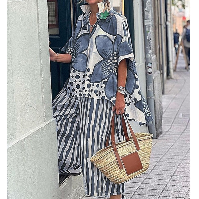 Rozarin | Two Piece Floral Shirt Trouser Set