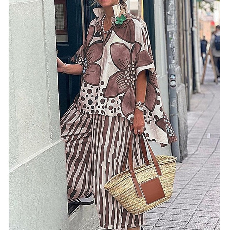 Rozarin | Two Piece Floral Shirt Trouser Set