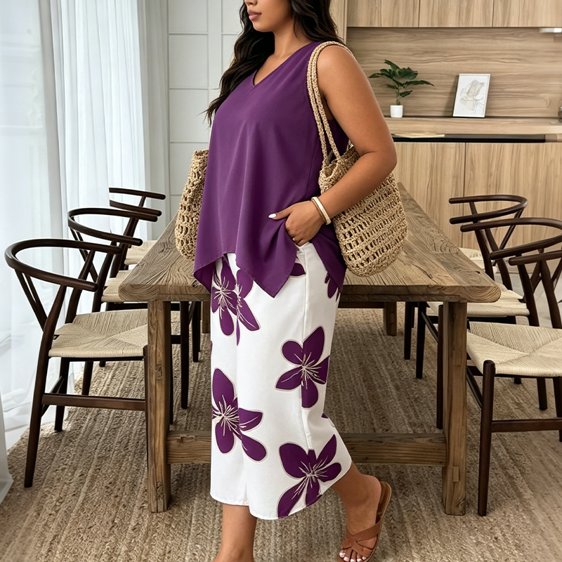 Aniza | Two Piece Floral Capri Trouser Set