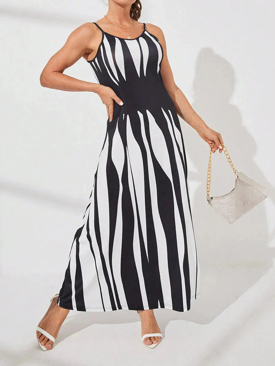Nelesha | Maxi Dress Abstract Print Spaghetti Straps