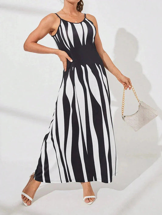 Nelesha | Maxi Dress Abstract Print Spaghetti Straps