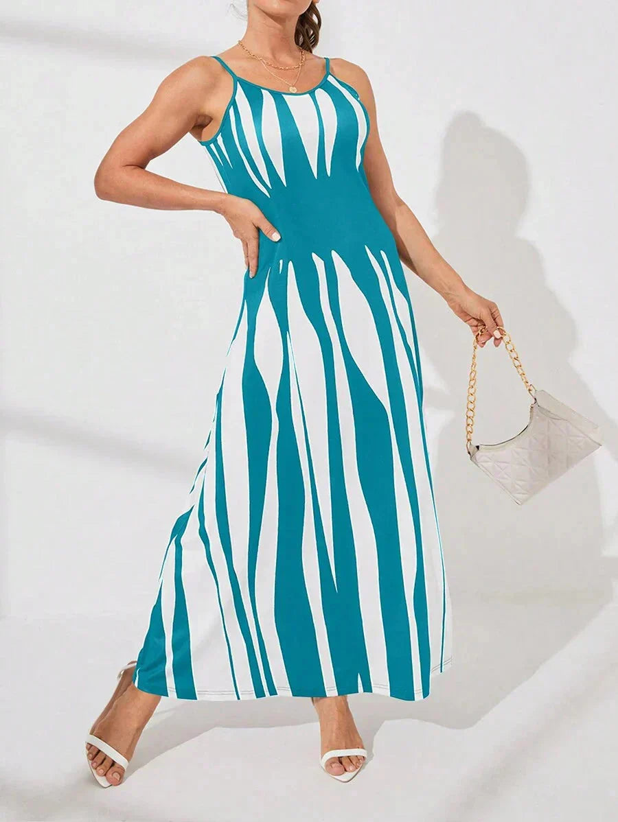 Nelesha | Maxi Dress Abstract Print Spaghetti Straps