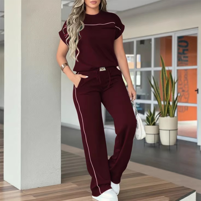 Hamida | Two Piece Stripe Trim Trouser Set