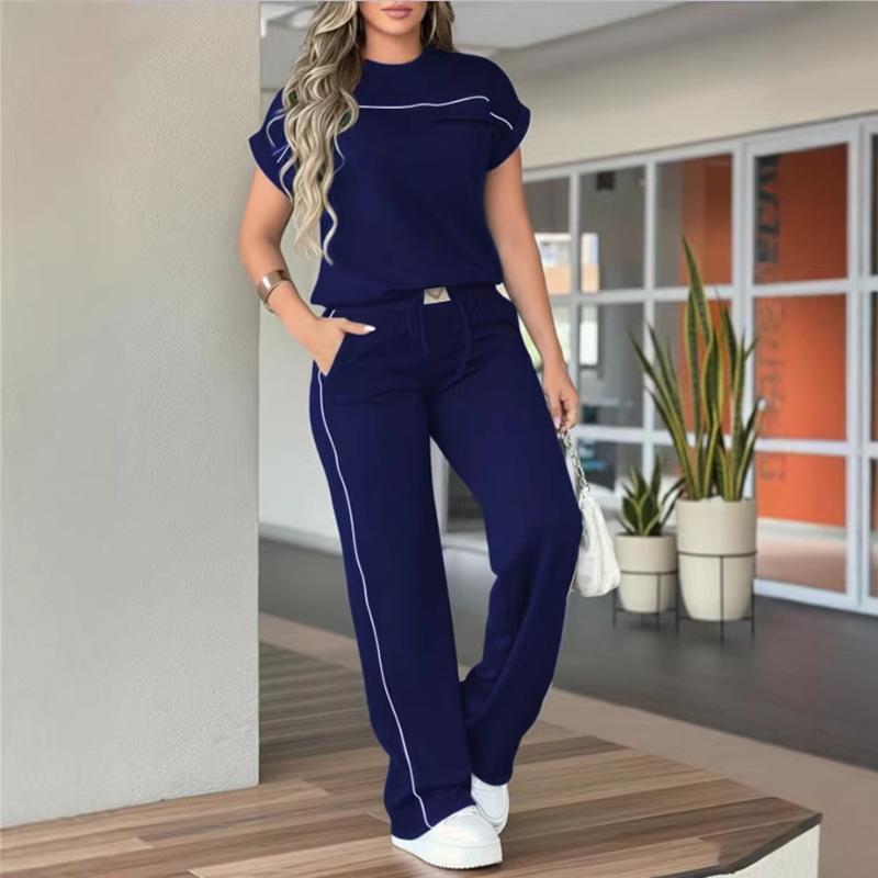 Hamida | Two Piece Stripe Trim Trouser Set