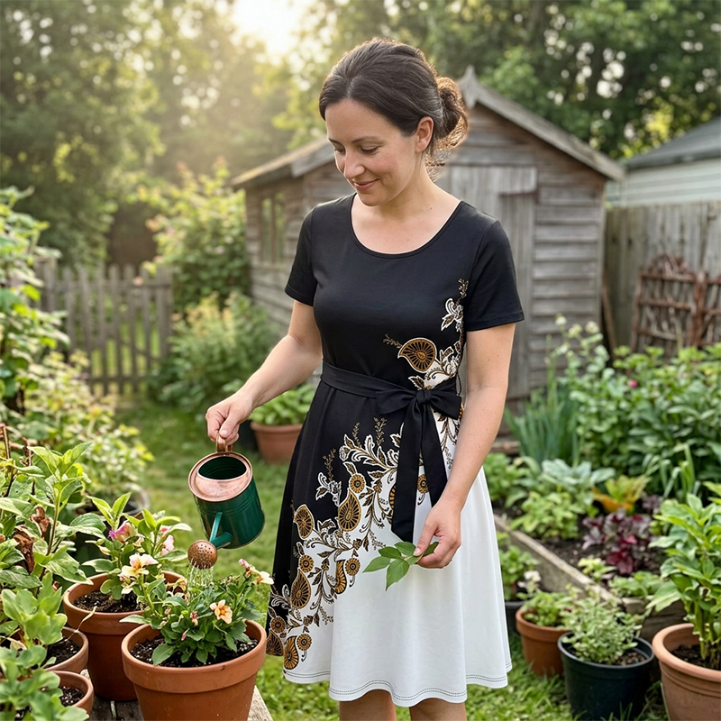Chuckie | Floral Print Short Sleeve Midi Dress