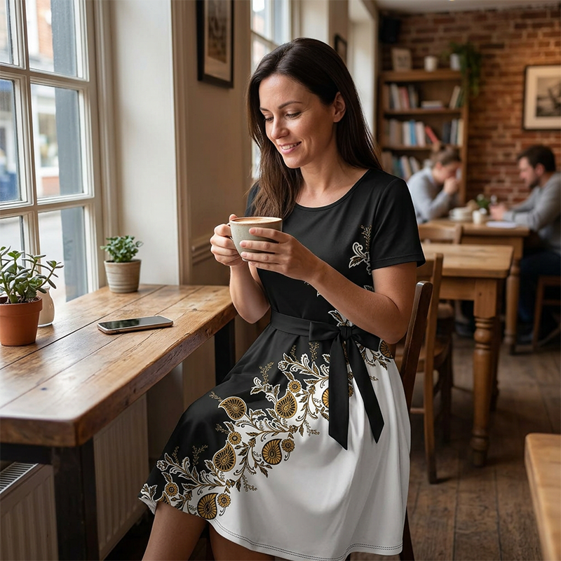Chuckie | Floral Print Short Sleeve Midi Dress