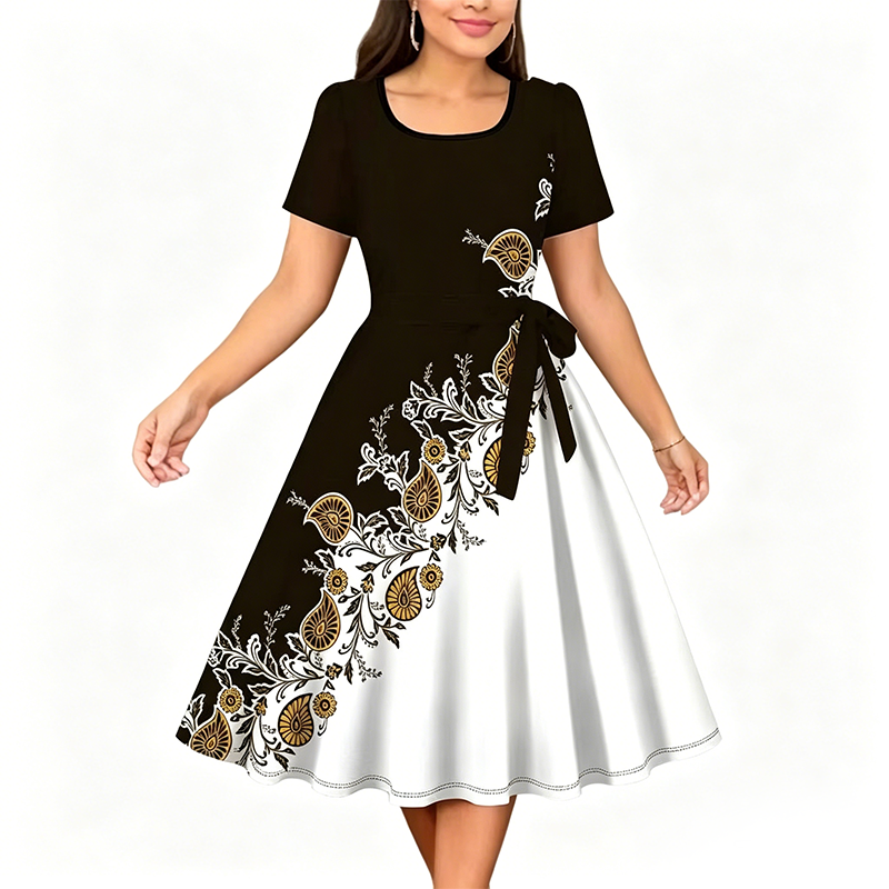 Chuckie | Floral Print Short Sleeve Midi Dress