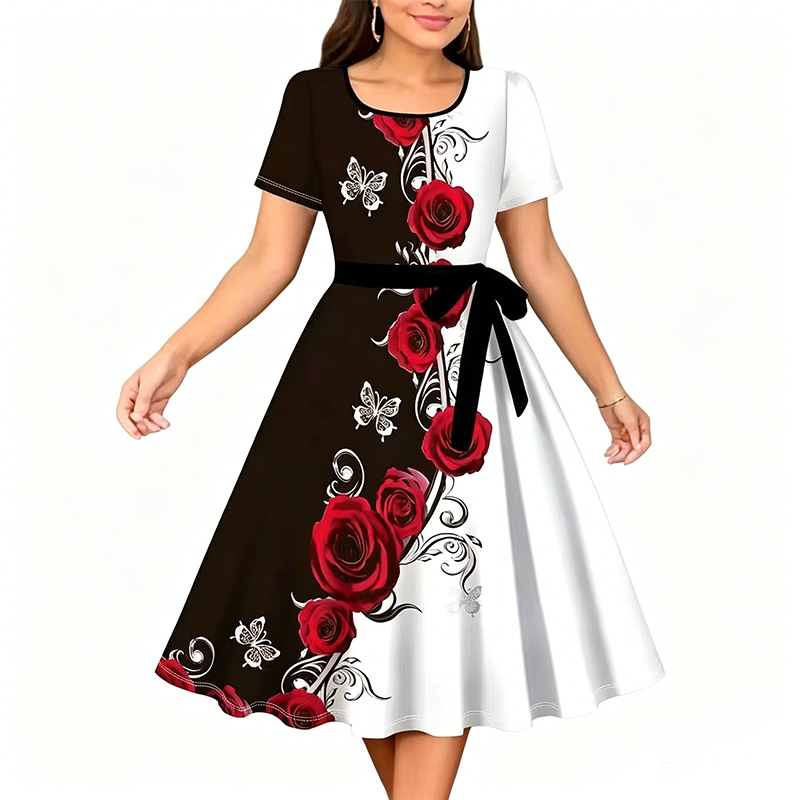 Chuckie | Floral Print Short Sleeve Midi Dress