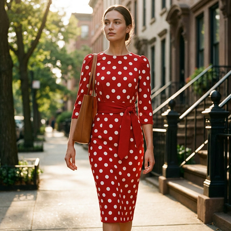 Konila | Polka Dot Midi Dress