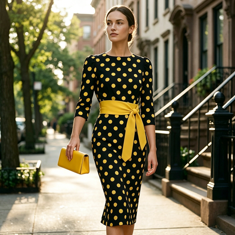 Konila | Polka Dot Midi Dress