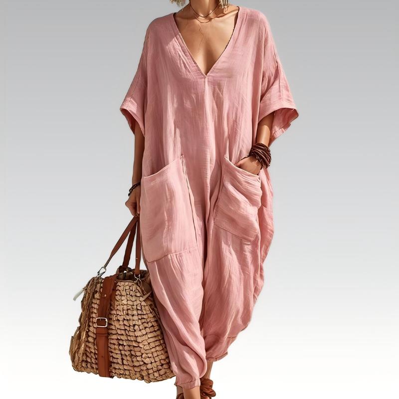Maryem | Loose Fit V Neck Summer Jumpsuit