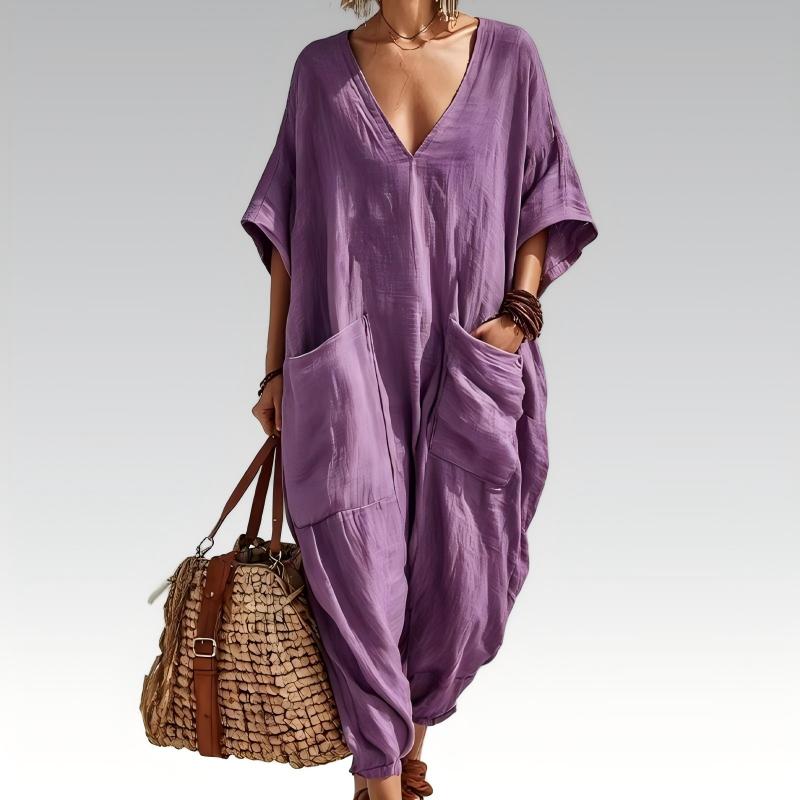 Maryem | Loose Fit V Neck Summer Jumpsuit