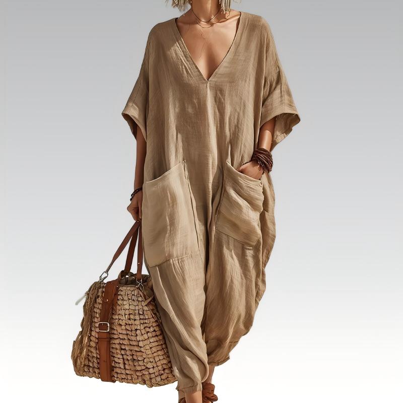 Maryem | Loose Fit V Neck Summer Jumpsuit