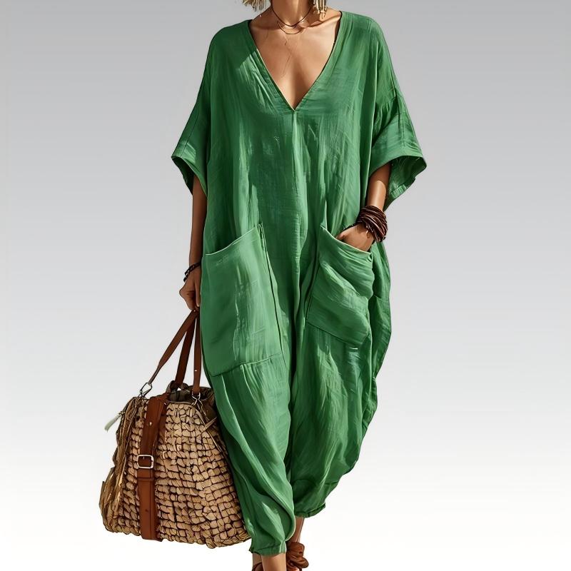 Maryem | Loose Fit V Neck Summer Jumpsuit
