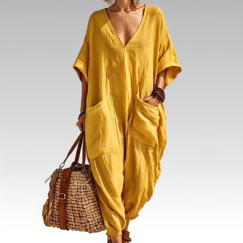 Maryem | Loose Fit V Neck Summer Jumpsuit