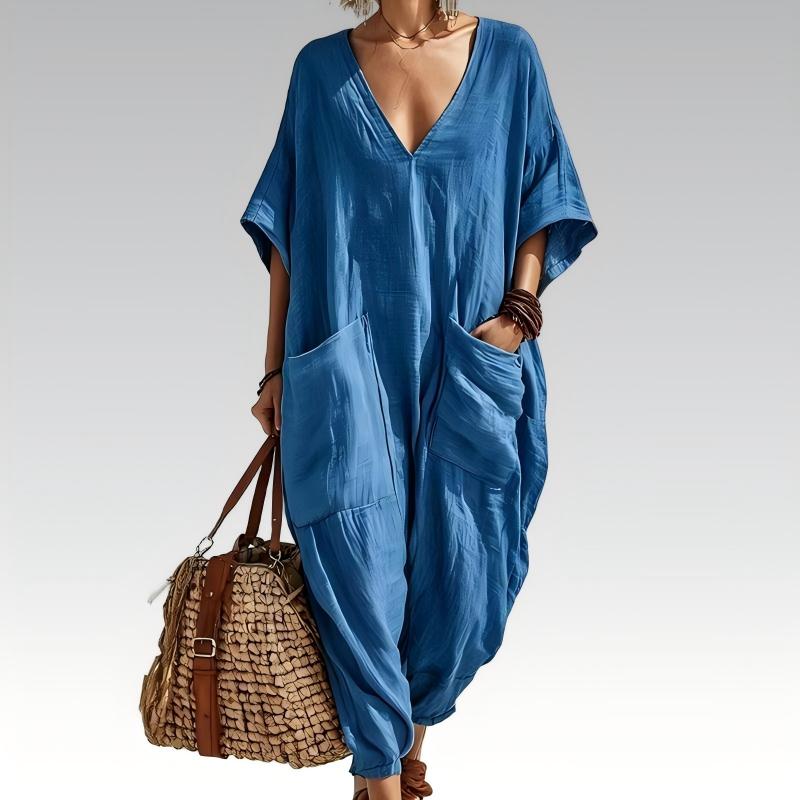 Maryem | Loose Fit V Neck Summer Jumpsuit
