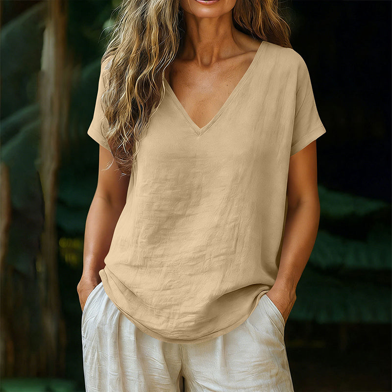 Norrah | V-Neck Short Sleeve Relaxed T-Shirt