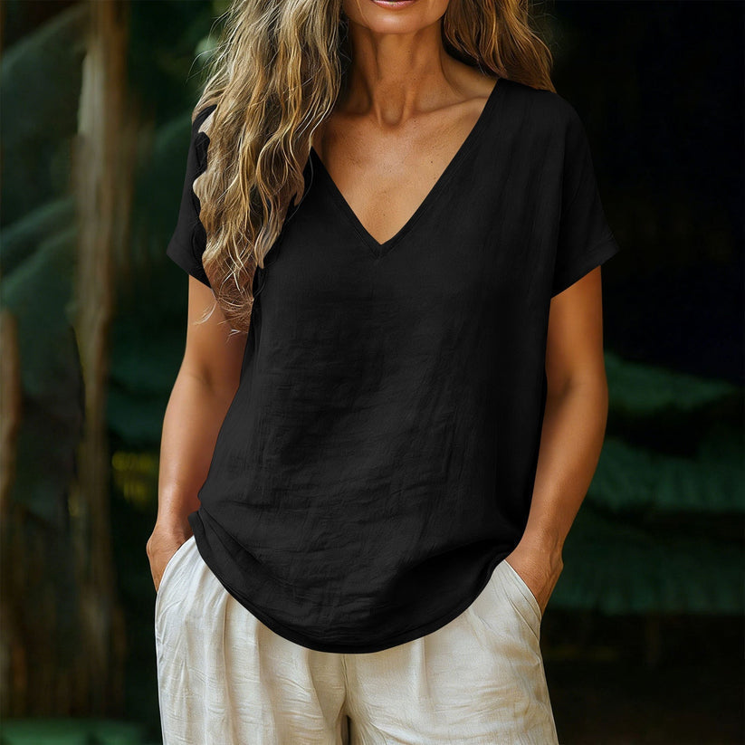 Norrah | V-Neck Short Sleeve Relaxed T-Shirt