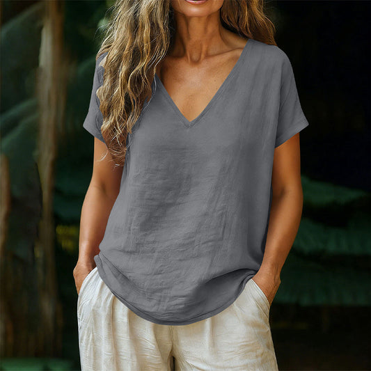 Norrah | V-Neck Short Sleeve Relaxed T-Shirt