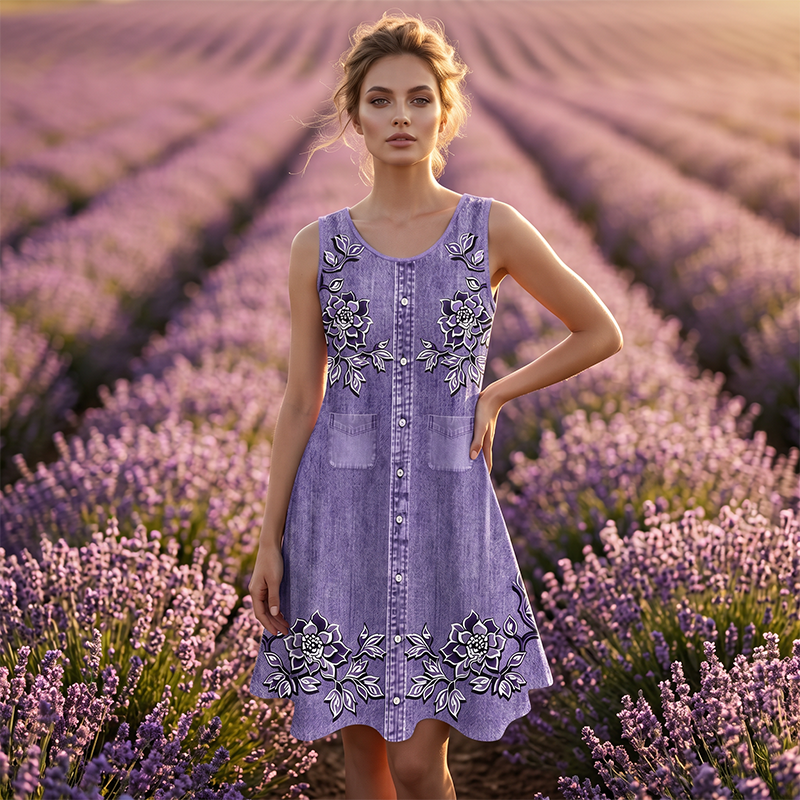 Carien | Dress with Sleeveless Floral Print and Pockets