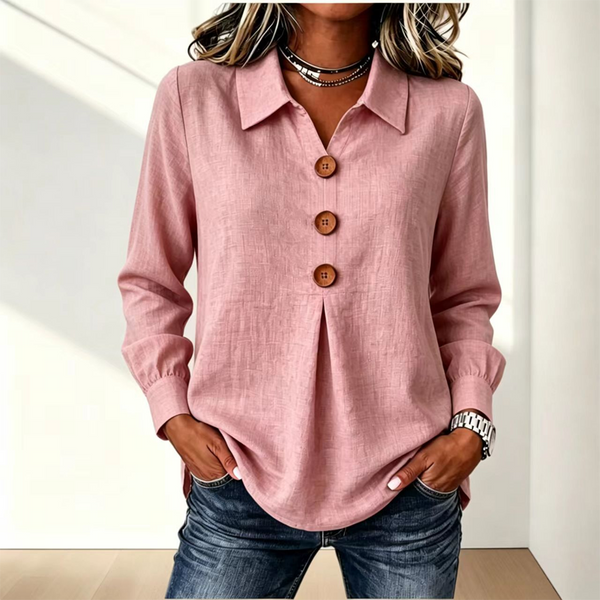 Moriah | Long Sleeve Button Front Collared Blouse