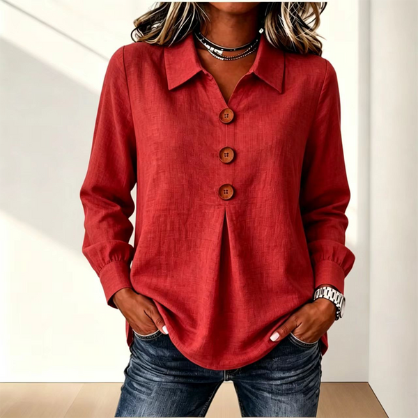 Moriah | Long Sleeve Button Front Collared Blouse