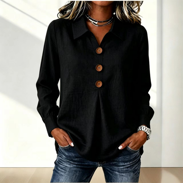 Moriah | Long Sleeve Button Front Collared Blouse