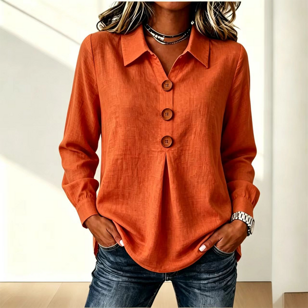 Moriah | Long Sleeve Button Front Collared Blouse