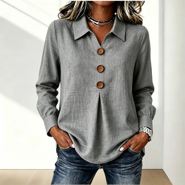 Moriah | Long Sleeve Button Front Collared Blouse