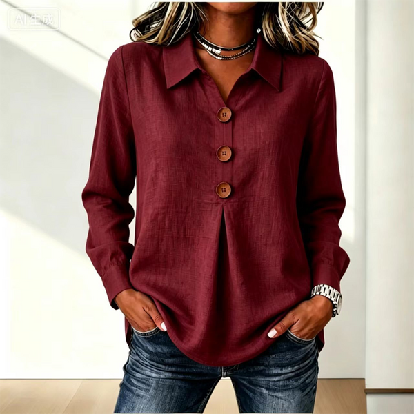 Moriah | Long Sleeve Button Front Collared Blouse