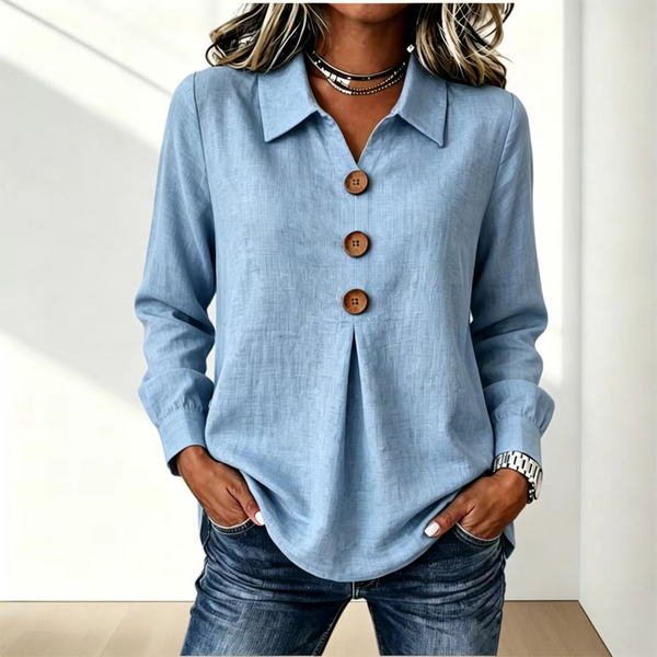 Moriah | Long Sleeve Button Front Collared Blouse
