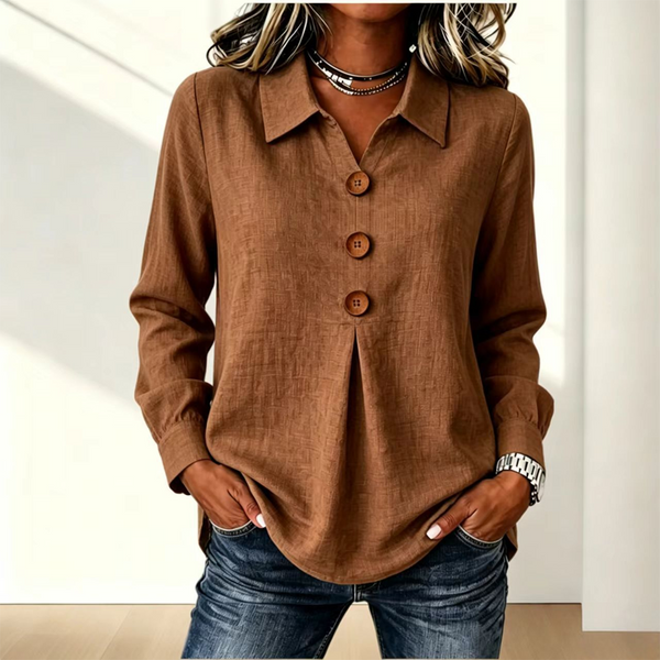 Moriah | Long Sleeve Button Front Collared Blouse