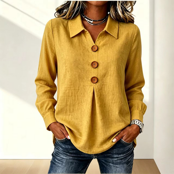 Moriah | Long Sleeve Button Front Collared Blouse