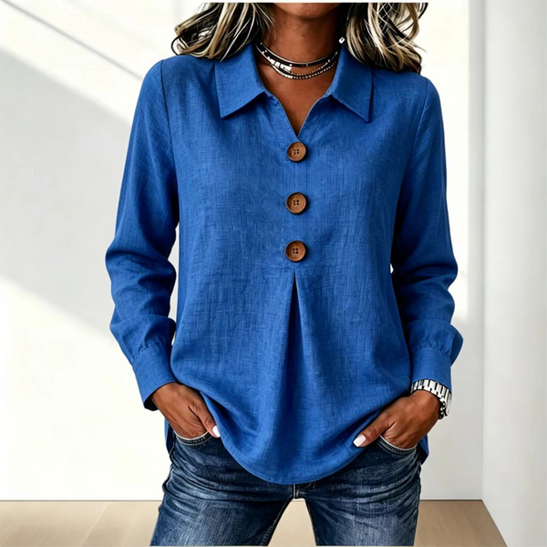 Moriah | Long Sleeve Button Front Collared Blouse