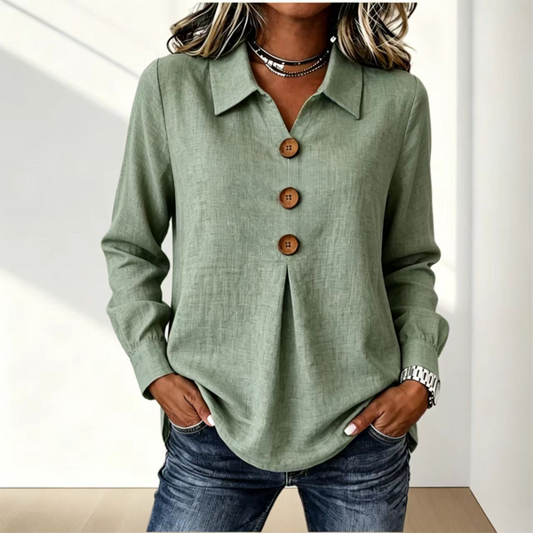 Moriah | Long Sleeve Button Front Collared Blouse