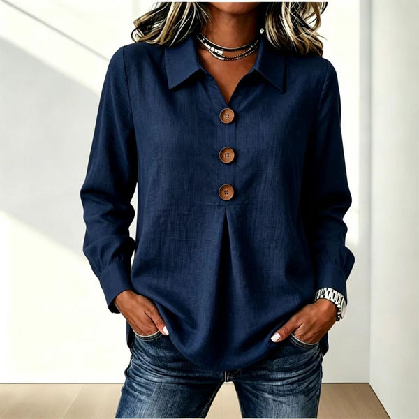 Moriah | Long Sleeve Button Front Collared Blouse