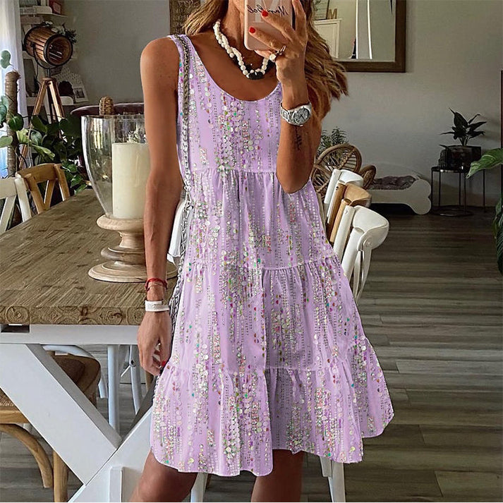 Jada | Dress Sleeveless Tiered Floral Print Smock