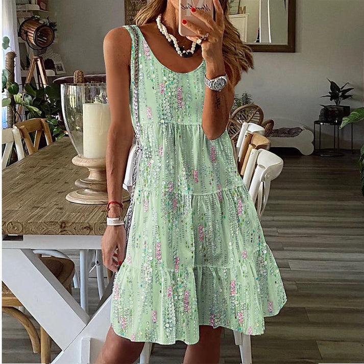 Jada | Dress Sleeveless Tiered Floral Print Smock