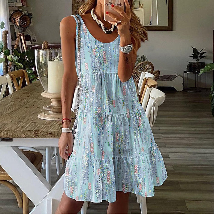 Jada | Dress Sleeveless Tiered Floral Print Smock