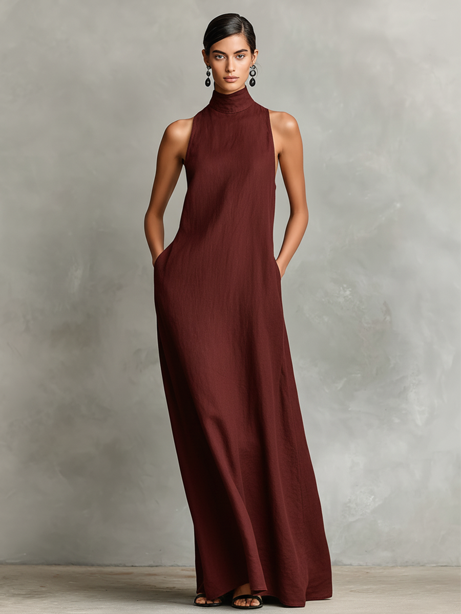 Imeria | Sleeveless High Neck Maxi Dress
